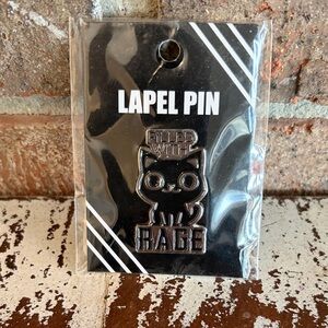 Hot Topic Black Metal 'Filled With Rage' Cat Lapel Pin